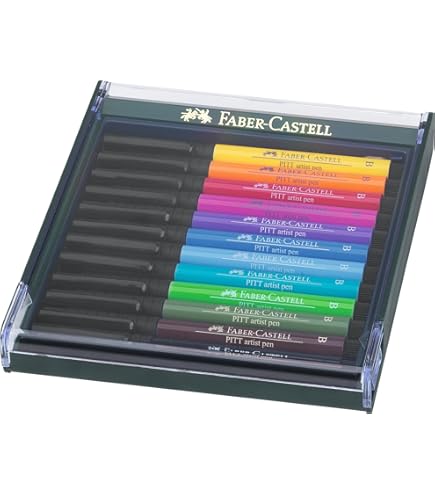 Faber-Castell Pitt Artist Pen Dual Marker Set - 10 India Ink Pens For Art & Drawing