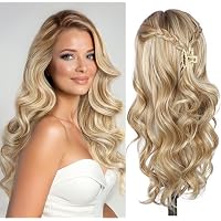 Vitorish Langwellen-Perücke 71 Cm – Braunblond Ombré Mit Natürlichem Lockenlook Aus Kunsthaar