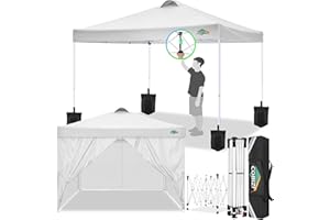 COBIZI Tonnelle De Jardin 3 X 3 M Tonnelle Pliante Tente RéCeption，Barnum Pliant 3x3 with 4 Removeable Sidewalls, à Hauteur RéGlable pour FêTe Marriage Les ActivitéS Commerciales,Blanc