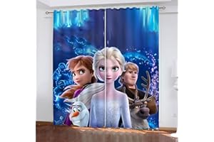 SMNVCKJ Anime ELSA Tenda oscurante in tessuto impermeabile per cameretta dei bambini, stampa digitale 3D 100% poliestere (15,150 × 166 cm)