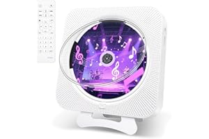 Canareen Lettore CD Portatile Bluetooth, Desktop Lettori CD Player Hifi Stereo con Altoparlante Lettore, Musica Telecomando FM Radio Timer USB AUX Porta Auricolare Per Bambini Regalo, bianco