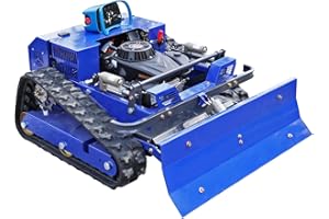 AIWEIYA Tondeuse à Gazon Télécommandée avec Lame à Neige, Tondeuse sur Chenilles Hybride Essence-Électrique 4x4, Débroussailleuse Intégrée pour Terrain Accidenté