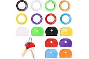 JULIYEH Set di 32 tappi per chiavi, in silicone flessibile, in 8 diversi colori, 2 stili, con 10 portachiavi