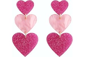 SIXDUTON Boucles d'Oreilles Coeur Acrylique de Cœur D'amour, Boucles d'Oreilles Néon des Annee 80, Saint Valentin Fête Mères Anniversaire Bijoux pour Femmes Filles Cadeaux