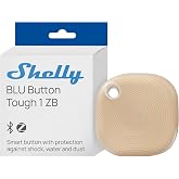 Shelly BLU Button Tough 1 ZB Mocha - Zigbee and Bluetooth Smart Button for Home Automation Control, Multicick, IP64 Resistanc