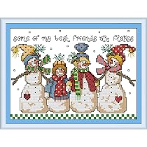 Awesocrafts Kit de broderie au point de croix, motif chouette facile - Cadeaux de Noël, estampillés ou comptés (Hibou-3, estampillé