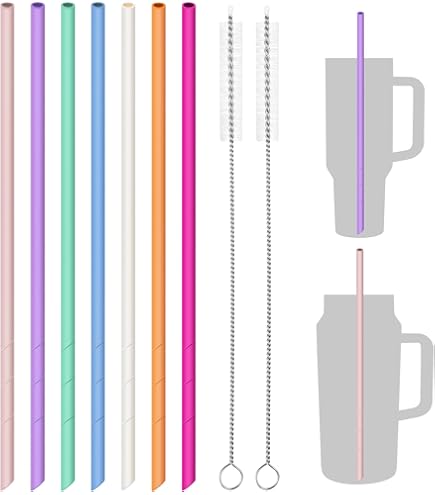 Lot De 14 Pailles De Rechange En Silicone Pour Gobelet