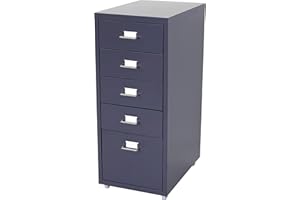 Caisson à roulettes Boston T851, Placard à tiroirs en Acier, 69x28x44cm 5 tiroirs - Gris foncé