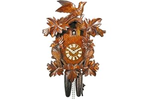 DV-MARKETING, SCHWARZWÄLDER KUCKUCKSUHREN Foresta Nera, orologio a cucù (originale, certificato), fabbrica 8 giorni, meccanico, 7 foglie, 3 uccelli, orologio kukus, orologio cukuk, orologio a cucù (bel regalo)