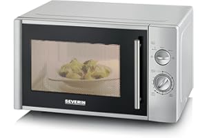SEVERIN Mikrowelle 28 L (Extra groß), zum Auftauen und Erhitzen, Mikrowellengerät mit Drehteller für gleichmäßige Wärmeverteilung, 900 W, Silber, MW 7772