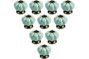 PsmGoods® Stile Europa Ceramica Zucca Porta cassetto manopole Vintage per Dresser Armadio da Cucina Armadio Tira Maniglie 10 Blue Light Pack