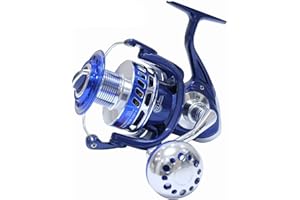 MELE SALTIGA Spinning Carretes 30KG 6000 7000 8000 9000 10000 Heavy Duty mar Pesca Jigging Carrete de Pesca Arrastre,Blue,MX10000