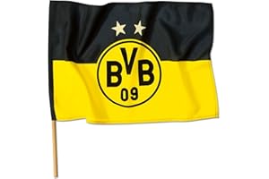 Borussia Dortmund Canne Drapeau à bâton 90 x 60 cm avec Logo Mixte