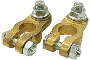 Ampper Brass Battery Terminal Connectors, Top Post Battery Terminals Clamp Set for Marine Car Boat RV Vehicles (1 Pair)