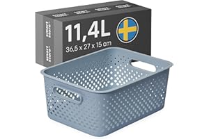 SmartStore Panier de Rangement avec Poignées en bleu 11,4L (36,5x27x15cm) I Panier de Rangement en Plastique Recyclé I Essence L Boîte de Rangement I Boîtes de Rangement avec 10 Ans de Garantie