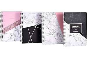Oinvs A5 Spiral Notebook Wirebound 4 Pack-160 pages Cute Notepad Lined,Waterproof and Easy to Carry, Suitable for School Travel Office-Marble