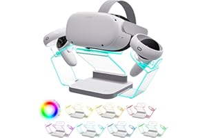 RCSTYLE Hibloks RGB Magnetic Charging Station for Meta/Oculus Quest 2 Accessories,Acrylic Holder for Quest 2 Headset and Controllers, Convenient Charging for Quest 2 Controllers