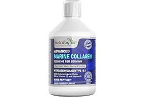 NUTRABYTES Marine Collagen Liquid 10000mg | Sugar Free | Hydrolysed Collagen Peptides | Hyaluronic Acid, Biotin, Silica, Vitamin C, Vitamin D3 | Skin, Hair, Nails | Liquid Collagen Supplement for Women & Men
