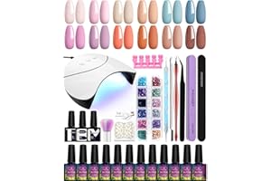 ‎PHOENIXY UV Nagellack Set mit UV Lampe 36W U V/LED, Phoenixy 12 Farben Gelnägel Starterset mit Base und Top Matte Coat Shellack Starter Set Nägel Selber Machen