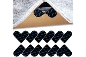 Bobihoney 12 Piezas Antideslizante Alfombra, Sujeta Alfombras Casa Reutilizable, Pegatinas Antideslizantes en Forma de corazón, Reutilizables, Negras, 9,5 x 7,5 cm