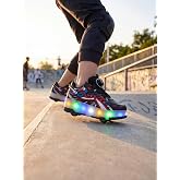 Tonny Black Unisex Işıklı Patenli Bağcıklı Spor Ayakkabı Platform Taban G&uuml;nl&uuml;k
