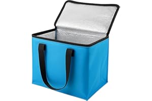 TIJAR® Hot Food and Cooler Bag, 12L, Insulated Bag and Carrying Handle, Collapsible Medium Size Cool Bag, Lunch Bag, Cool Box, Grocery Shopping Bags, Cooling Bag for Camping BBQ Outdoor (Blue 12L)