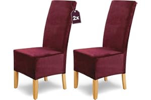 ‎SH SCHEFFLER-HOME LIVE HOMESTYLE Scheffler Home Stuhlhussen Puma Velano Bordeaux 2er Set – Elastische waschbare Stuhlbezüge aus Samt für Esszimmerstühle und Polsterstühle – Edler Chenille Stuhlüberzug