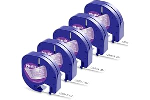 Nastro per Etichette Aken Compatibile con Dymo LetraTag Etichette Trasparente 12mm x 4m, Compatibile con Dymo LetraTag Etichettatrice 200B 2000 XR LT-100H LT-100T LT-110T (Plastic Clear 16951)