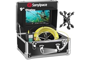 SANYIPACE Drenare Telecamera di Ispezione 50M Dotate 9" Schermo e DVR Telecamera Endoscopio Industriale per Fognatura Industrial Drenare VideoispezionI Impermeabile IP68 Professionale Ispezioni Dispositivo
