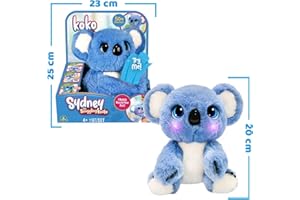 KOKO CALINS, Peluche Koala Interactive, avec +50 réactions, 26 cm, Câlins, Mouvements, Sons et lumières, pour Les Enfants à partir de 4 Ans, GIOCHI PREZIOSI, MYC00