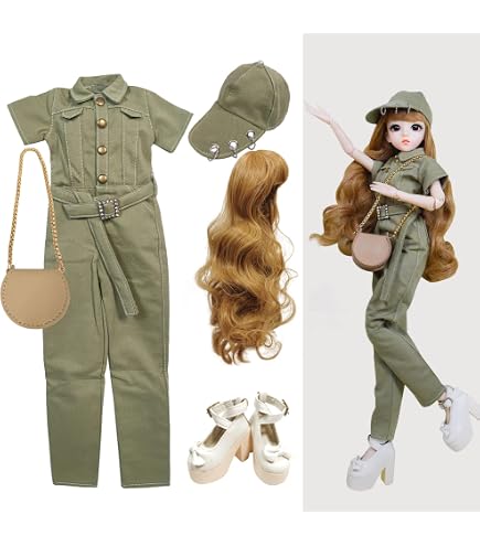thumbnail image 2 of BJD Doll Clothes 4-Piece Set - Burgundy Overcoat, Striped Shirt, Leather Shorts & Socks For 1/3 Scale Dolls 2 of 13