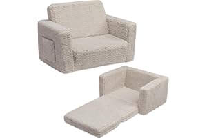 BEJOY Sofa dziecięca rozkładana 2 w 1, sofa z funkcją spania, fotel dziecięcy, Sherpa, rozkładana sofa do pokoju dziecięcego, na dzień dziecka i urodziny, dla dziewcząt i chłopców, jasnoszara
