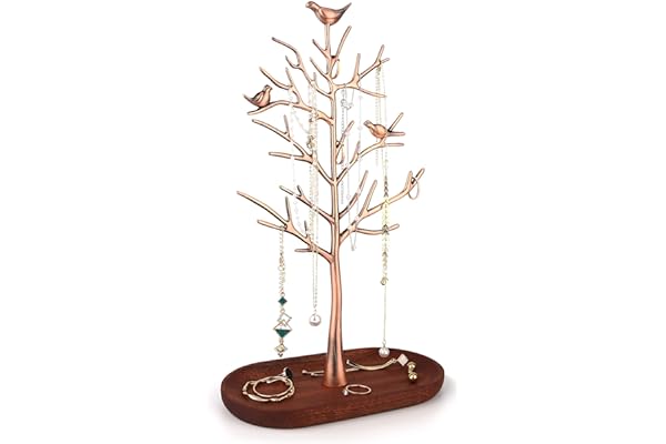 MORE&LESS Grand porte-bijoux en métal d'arbre pour bagues, boucles d'oreilles, colliers, bracelets, etc