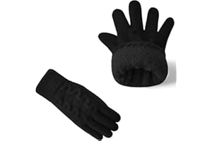 AUSUAYA Guante grueso y cálido para pantalla táctil, lana tejida con forro polar guante para pantalla táctil para invierno clima frío W-G1