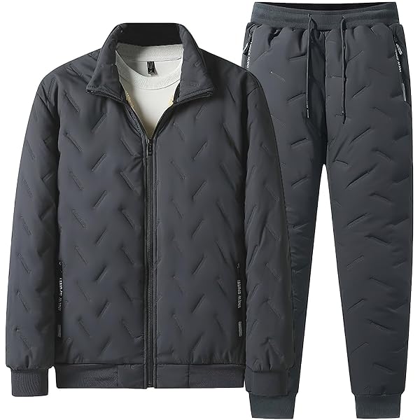 Survêtement Hiver Homme 2 Pièces - Veste à Capuche épaisse Et Pantalon Jogging, Coupe-vent