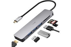 LTUAE USB C Hub, USB C Adapter mit 4K HDMI Ausgang, 3 USB 3.0-Anschlüsse, SD/TF Kartenleser, kompatibel für MacBook Pro/Air, Laptop und mehr Typ-C-Geräte