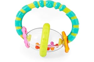 Bright Starts Grab and Spin Baby Rattle and BPA-Free Teether Toy, Ages 3 Months +