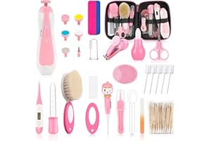NODSE Baby-Gesundheits- und Pflegeset für Neugeborene, 38-teiliges verbessertes Sicherheits-Baby-Pflegeset, Neugeborenes Kinderzimmer-Set, elektrisches Nagelfeilen-Set, Säuglingspflegeprodukte, Rosa