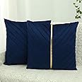 XIEJINJIA Velvet Set of 2 Cushion Cover with Gold Leather Home Decor Pillowcase Farmhouse Throw Pillow Covers for Garden Couch Sofa Bed Living Room 45x45 cm 18x18 inch Navy Blue