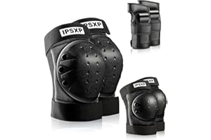IPSXP Genouillères pour Enfants de 3 à 8 Ans - Jeu de Protections 6 en 1 pour Enfants et Adultes - Rollerblading, Patinage, Skateboard, Scooter, Cyclisme (M/L/XL)