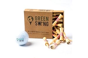 Green Swing - Tees de golf de bambú de 60 mm | Fuerte sostenible biodegradable | 20 unidades
