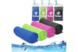 Vofler Lot de 4 serviettes rafraîchissantes en microfibre pour la tête et le cou (101.6x30.5 cm) pour athlètes, hommes, femmes, jeunes, enfants, chiens, yoga, golf, course, randonnée, camping, voyage