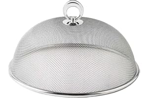 Gralara Copertura per Servizi di Ristorazione Rete di Protezione Alimentare Rete Antipolvere in Acciaio Inossidabile Coperture di Servizio per Piatti Riutiliz, 30 cm