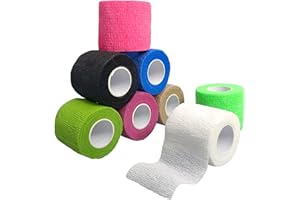 NELLHOMY 8 Rollen Selbstklebender Verband Bandage, 5cm*4,5m Verband Selbstklebend, Elastischer Fixierbinde Kohäsive Bandage Elastische Bandage für Sport Vet Wrap Pet für Katze,Hund,Pferd