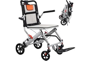 Wisging Ultra-Light Transport-Rollstuhl - Folding tragbarer Rollstuhl mit Handbremse - Trolleys für ältere Flugzeugreisen