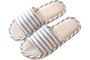 AioTio Damskie i męskie lniane kapcie wygodne do użytku wewnątrz, granatowy, 44/45 EU