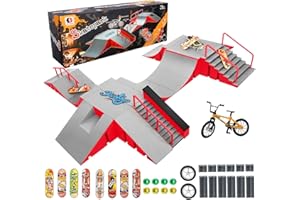 Tlater - Kit per skateboard con dita, 14 in 1, con 14 rampe, 8 tastiere, 1 finger bike, montaggio fai da te, per bambini, idea regalo di compleanno