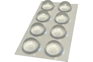 8 x Clear 19.0mm x 9.5mm Self Adhesive Hemispherical Bumper, Rubber Feet for Furniture, Glass, Tables, Crafts - from The StickyStuff Company