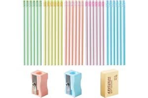 Xynovate 30Pcs HB Pencil Non-Slip, HB Wooden Black Lead Pencils with Eraser Plus Sharpener, Multicolor Kids Writing Drawing Graphite for School Stationery Party Reward Supplies