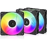 ARCTIC P12 Pro Reverse A-RGB - 3'l&uuml; Paket - 120 mm Ters Hava Akışlı Premium Fan, Y Kablo B&ouml;l&uuml;c&uuml;l&uuml; PWM Fanlar, 500-3000 rpm, 0